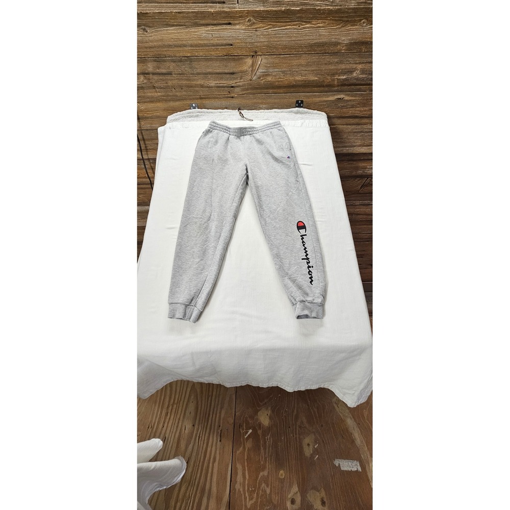 Champion Boys Heather Gray Fleece Jogger Sweatpants Script Logo Size 18/20 XL